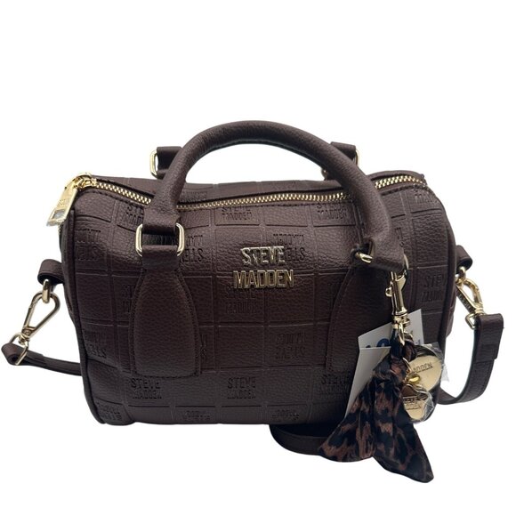 Steve Madden 10" x 7" x 5.5"  Embossed Brown Shoulder/Crossbody Bag - Picture 6 of 8